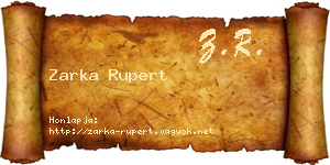 Zarka Rupert névjegykártya